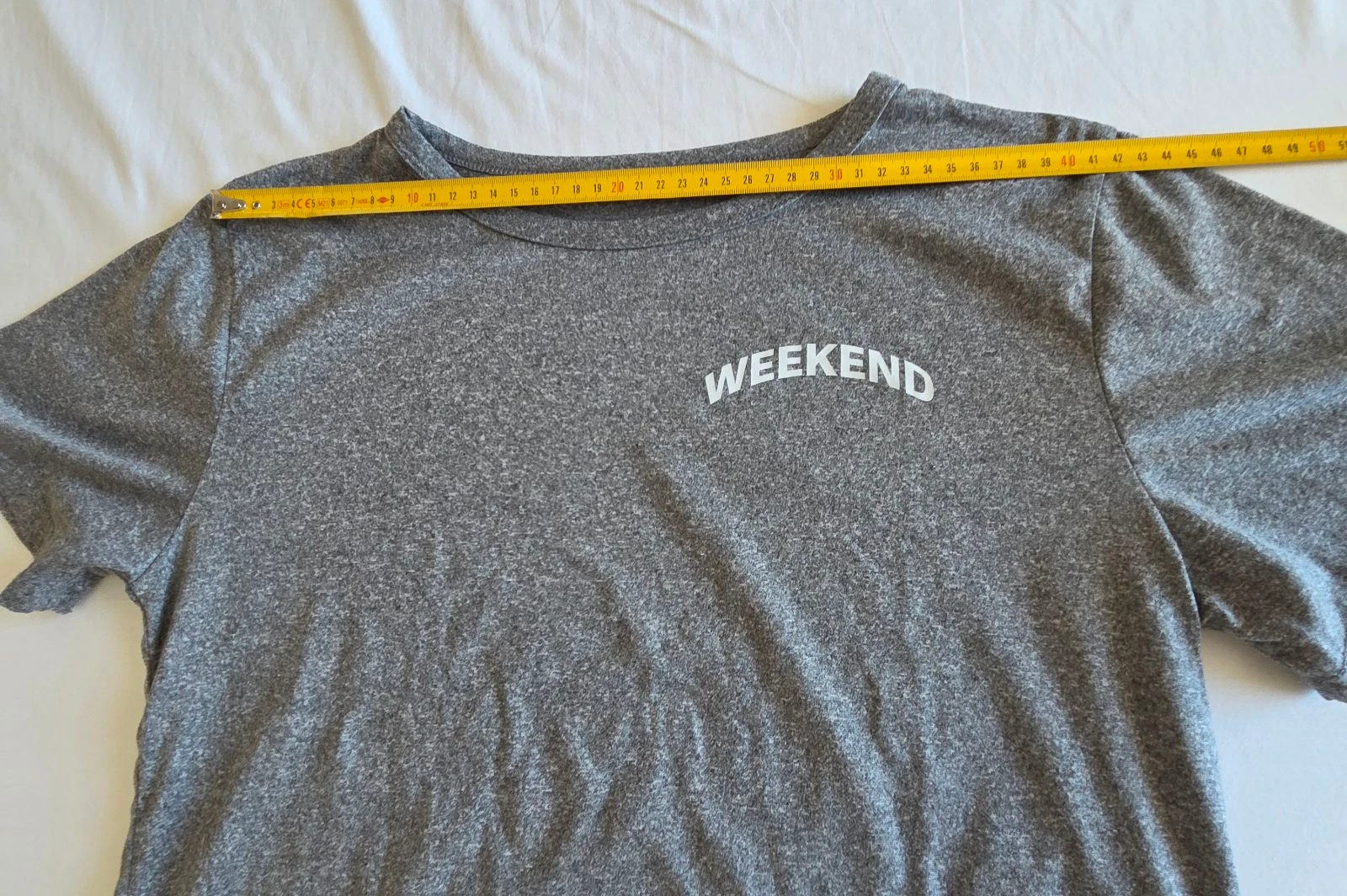 T-shirt cinza mesclado M 38 "WEEKEND" crop top mangas curtas – photo 7
